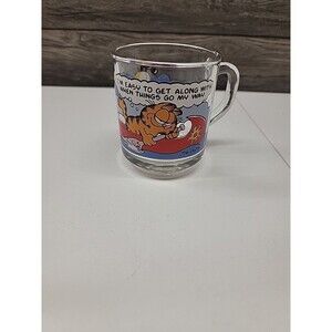 Vintage Garfield The Cat Glass McDonalds Cup Mug 1978 Jim Davis Anchor Hocking